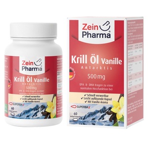 Zein Pharma - Germany GmbH, Zein Pharma - Germany GmbH Krill-Öl Antarktis Vanille 500 mg, ZeinPharma Krill Öl Vanille Antarktis 500 mg - 60 Softgels