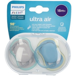 BOMEDYS, Philips Avent Schnuller ultra air SCF349/01 18m+ Neutral, Philips Avent Ultra Air Schnuller 18+ Monate, blau/ grau