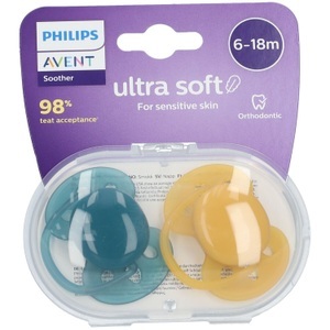 Avent Philips, Avent Philips Schnuller ultra soft Neutral 6-18m no deco (OPAL/YELLOW) (2 Stück), Philips Avent Schnuller Ultra Soft Neutral, 6-18m No Deco (2 Stk)