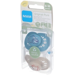 MAM, MAM Original Pure 6-16 Silikon Nuggi, MAM Original Pure Silikonschnuller 6-16 Monate, Bär/ Fuchs