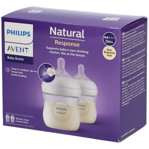 PHILIPS AVENT, Philips Avent Babyflasche SCY900/02 Natural Response 125ml 2 Stück, Philips Avent Natural Response Babyflasche, 125ml, 0M+ (2 Stk)