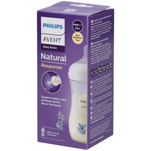 PHILIPS AVENT, Philips Avent Babyflasche SCY903/67 Natural Response Neutral Koala 260ml, Philips Avent Natural Response Babyflasche, 260ml, 1M+ Koala (1 Stk)