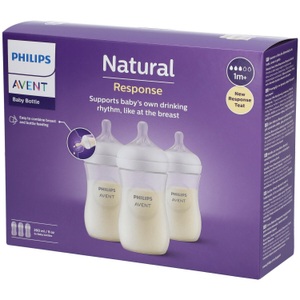PHILIPS AVENT, PHILIPS AVENT SCY903/03 - Babyflasche (Weiss/Transparent), Philips Avent Natural Response Babyflasche, 260ml, 1M+ (3 Stk)