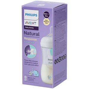 PHILIPS AVENT, Philips Avent Babyflasche SCY673/81 Natural Response mit AirFree Ventil 260ml Neutral Elefant, Philips Avent Natural Response Babyflasche mit Airfree Ventil, 260ml, 1M+ Elefanten (1 Stk)