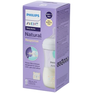 PHILIPS AVENT, Philips Avent Babyflasche SCY673/82 Natural Response mit AirFree Ventil 260ml Neutral Bär, Philips Avent Natural Response Babyflasche mit Airfree Ventil, 260ml, 1M+ Bär (1 Stk)