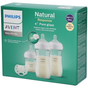 PHILIPS AVENT, Philips Avent Startersets SCD878/11 Natural Response Glas Basic, Philips Natural Response - Kleines Flaschen-Set aus Glas für Neugeborene - SCD878/11