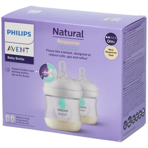 PHILIPS AVENT, Philips Avent Babyflasche SCY670/02 Natural Response mit AirFree Ventil 125ml 2 Stück, Philips Avent Natural Response Babyflasche mit Airfree Ventil 125ml, 0M+ (2 Stk)