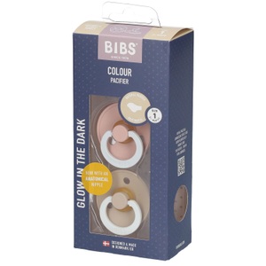 Infinity Pharma, Bibs Anatomisch geformter Sauger Glow Vanille - Blush 0-6 Monate, BIBS Colour Schnuller, Latex, Anatomisch, 0-6 Monate, Blush GLOW/Vanilla GLOW (2 Stk)