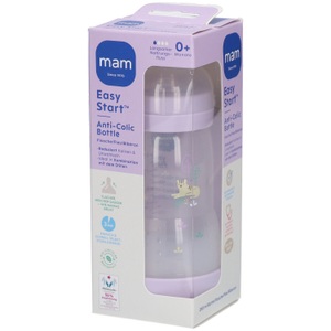 GSA PHARMA, MAM Biberon Easy Start? Lila anti-colique 0+ mois, MAM Babyflasche Easy Start Anti-Colic 260 ml, lila