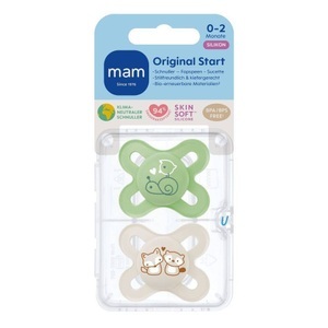 MAM, MAM Schnuller Start Pure Silikon 2 Stück 0-2 Monate Schnecken/Fuchs, MAM Original Start Fopspeen Silikon Unisex 0-2