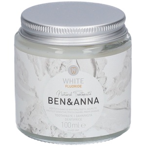 BEN&ANNA, BEN&ANNA - Toothpaste White Fluorid, Ben & Anna Natürliche Zahnpasta Glasgefäß Weiß Fluorid