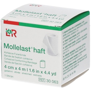 Lohmann & Rauscher, Lohmann & Rauscher Mollelast® haft Bande de fixation cohésive 4 cm x 4 m, Mollelast haft Fixierbinde 4cmx4m weiss (1 Stk)
