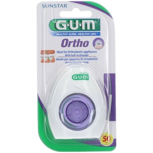 GUM, GUM SUNSTAR Ortho Zahnseide 3 in 1 (50 Stück), Gum® Ortho Floss Zahnseide