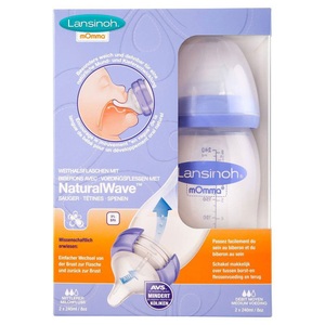 Lansinoh, Lansinoh® mOmma® NaturalWave™ Babyflasche 240 ml mit Sauger mittlerer Milchfluss, 