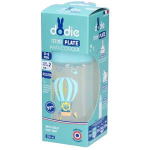 Laboratoires Polivé S4, Dodie Anti-Kolik Flasche Himmel Flach Sauger 3 Geschwindigkeiten 0-6 Monate, Dodie Anti-Kolik Flasche Himmel Flach Sauger 3 Geschwindigkeiten 0-6 Monate