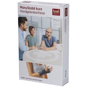 bort, bort Handgelenk kurz S li schwarz (1 Stück), Bort ManuStabil Handgelenkbandage kurz, schwarz, Gr. S links