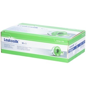 Leukosilk, Leukosilk hautfreundliches Fixierpflaster 5mx2.5cm (12 Stück), Leukosilk Fixierpflaster 5 m x 2,5 cm 12 Stück hautfreundlich weiß