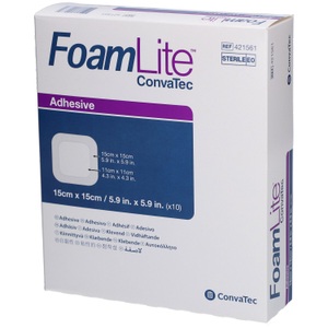 Foam Lite Convatec, Foam Lite Convatec Silikon-Schaumverband 15x15cm (10 Stück), ConvaTec FoamLite? Heftschaumverband 15 x 15 cm