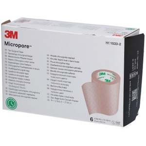 3m, 3M Rollenpflaster mit Dispenser 50mmx9.14m weiss (6 Stück), 3M Micropore Pflasterrolle mit Spender 5 cm x 9,14 m