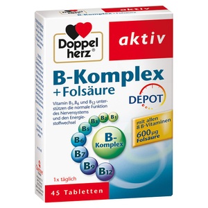 Doppelherz, Doppelherz® aktiv B-Komplex + Folsäure Depot Tabletten, Doppelherz® aktiv B-Komplex + Folsäure Depot Tabletten