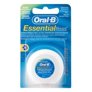 Oral-B - Essentialfloss Zahnseide Minze, Essentialfloss mint gewachst, 50m