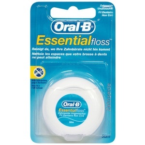 Oral-B - ssentialfloss Zahnseide Ungewachst, Essentialfloss ungewachst, 50m