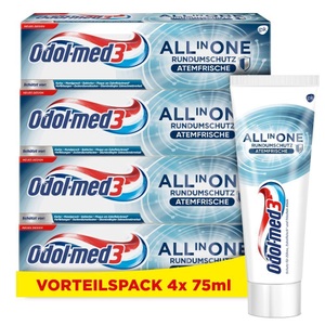 Haleon Germany GmbH, Odol-med3 All in One Rundumschutz Atemfrische Zahnpasta - für ein reines und extra frisches Mundgefühl, 