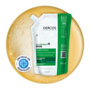 Vichy, Dercos Anti-schuppen Shampoo Nachfüllpack: Beruhigendes Shampoo Mit Salicylsäure Für Normales Bis Fettiges Haar Damen 500 ml, VICHY Dercos Anti-Schuppen DS Shampoo Normales bis fettiges Haar Refill (500ml)