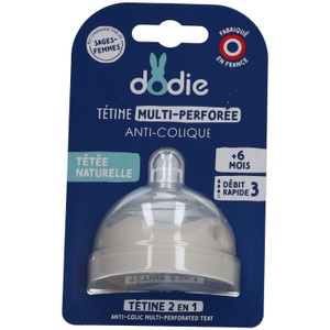H&H FRANCE, Dodie Multi-Perforierter Anti-Kolik Sauger Schneller Nahrungsfluss 3 +6M, Dodie Multi-Perforierter Anti-Kolik Sauger Schneller Nahrungsfluss 3 +6M