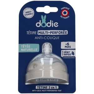 H&H FRANCE, Dodie Multi-Perforierter Anti-Kolik Sauger Fluss 4 Dickes Team +6M, Dodie Multi-Perforierter Anti-Kolik Sauger Fluss 4 Dickes Team +6M