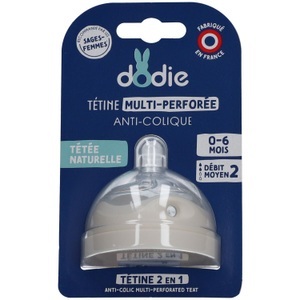 H&H FRANCE, Dodie Multi-Perforierter Anti-Kolik Sauger Nahrungsfluss 2 Mittel +0, Dodie Multi-Perforierter Anti-Kolik Sauger Nahrungsfluss 2 Mittel +0