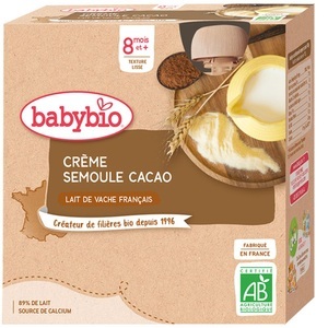 VITAGERMINE, Babybio Crème Semoule Cacao des 8 mois, Babybio Crème Semoule Cacao des 8 mois