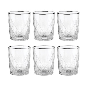 Butlers, ATLANTIS 6x Wasserglas mit Silberrand, 