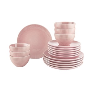 Butlers, HANAMI Geschirr-Set 18-tlg. Streifen rosa, 