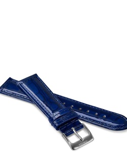 Jowissa, Jowissa Leder Uhrband Glanz Kroko E3.1453.L Blau / Silber, Leder Uhrband Glanz E3.1453.L