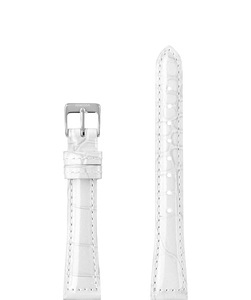 Jowissa, Jowissa Leder Uhrband Glanz Kroko E3.1484.M Weiss / Silber, Leder Uhrband Glanz E3.1484.M