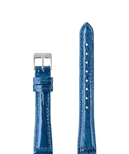 Jowissa, Jowissa Leder Uhrband Glanz Kroko E3.1450.M Blau / Silber, Leder Uhrband Glanz E3.1450.M