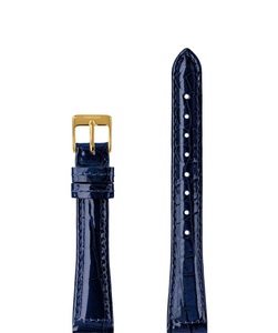 Jowissa, Jowissa Leder Uhrband Glanz Kroko E3.1451.M Blau / Gold, Leder Uhrband Glanz E3.1451.M
