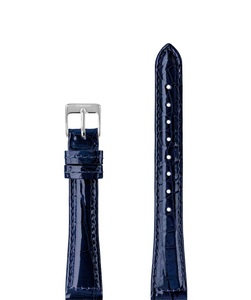Jowissa, Jowissa Leder Uhrband Glanz Kroko E3.1453.M Blau / Silber, Leder Uhrband Glanz E3.1453.M