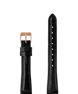 Jowissa, Jowissa Leder Uhrband Glanz Kroko E3.1440.S Schwarz / Rosa, Leder Uhrband Glanz E3.1440.S