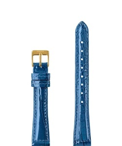 Jowissa, Jowissa Leder Uhrband Glanz Kroko E3.1447.M Blau / Gold, Leder Uhrband Glanz E3.1447.M