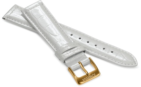 Jowissa, Jowissa Leder Uhrband Glanz Kroko E3.1480.L Weiss / Gold, Leder Uhrband Glanz E3.1480.L