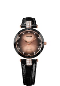 Jowissa, Jowissa Facet Strass Schweizer Damenuhr J5.651.M Rose / Brown / Black, Facet Strass Schweizer Damenuhr J5.651.M