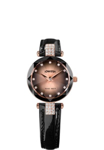 Jowissa, Jowissa Facet Strass Schweizer Damenuhr J5.651.S Rose / Black / Brown, Facet Strass Schweizer Damenuhr J5.651.S