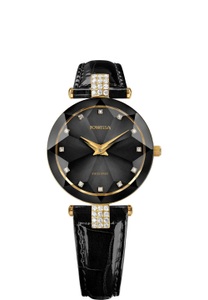 Jowissa, Jowissa Facet Strass Schweizer Damenuhr J5.614.M Schwarz / Gold, Facet Strass Schweizer Damenuhr J5.614.M