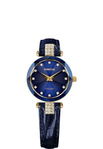 Jowissa, Jowissa Facet Strass Schweizer Damenuhr J5.617.S Blau / Gold, Facet Strass Schweizer Damenuhr J5.617.S