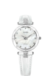 Jowissa, Jowissa Facet Strass Schweizer Damenuhr J5.619.M Weiss / Silber, Facet Strass Schweizer Damenuhr J5.619.M