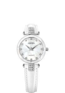 Jowissa, Jowissa Facet Strass Schweizer Damenuhr J5.619.S Weiss / Silber, Facet Strass Schweizer Damenuhr J5.619.S