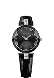 Jowissa, Jowissa Facet Strass Schweizer Damenuhr J5.620.M Schwarz / Silber, Facet Strass Schweizer Damenuhr J5.620.M