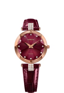 Jowissa, Jowissa Facet Strass Schweizer Damenuhr J5.624.M Bordeaux / Rosa, Facet Strass Schweizer Damenuhr J5.624.M